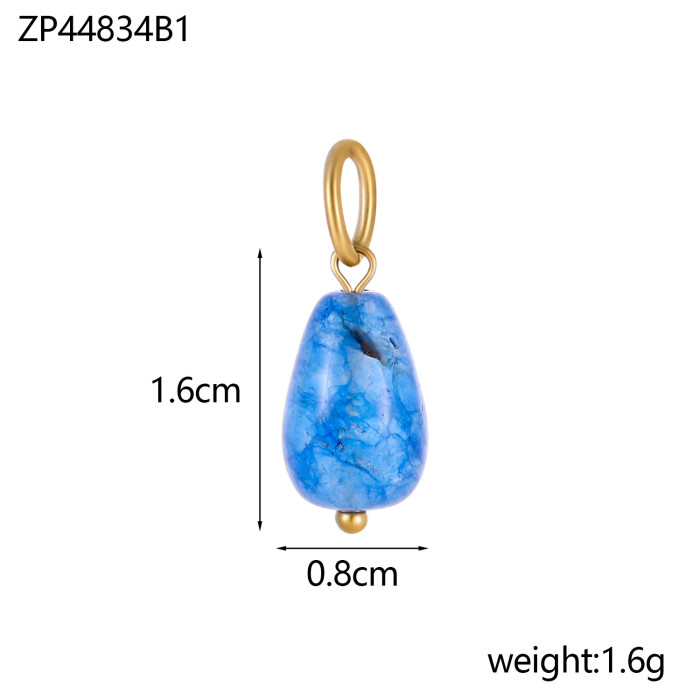 Cross-Border Hot Selling Fashion Simple DIY Pendant Accessories 12 Colors Natural Stone Accessories Hanging Circle Chain Accessories Wholesale