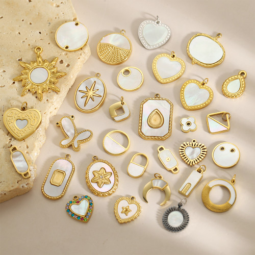 European and American Hot Selling Stainless Steel Gold-Plated Heart Geometric Pendant DIY Jewelry Earrings Necklace Bracelet Accessories
