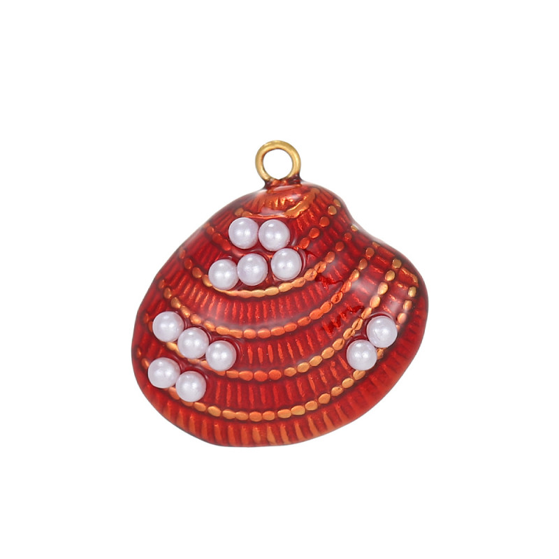 Ocean Jewelry Accessories Colorful Shells Starfish Conch Stainless Steel Accessories DIY Pendant Necklace Jewelry Wholesale