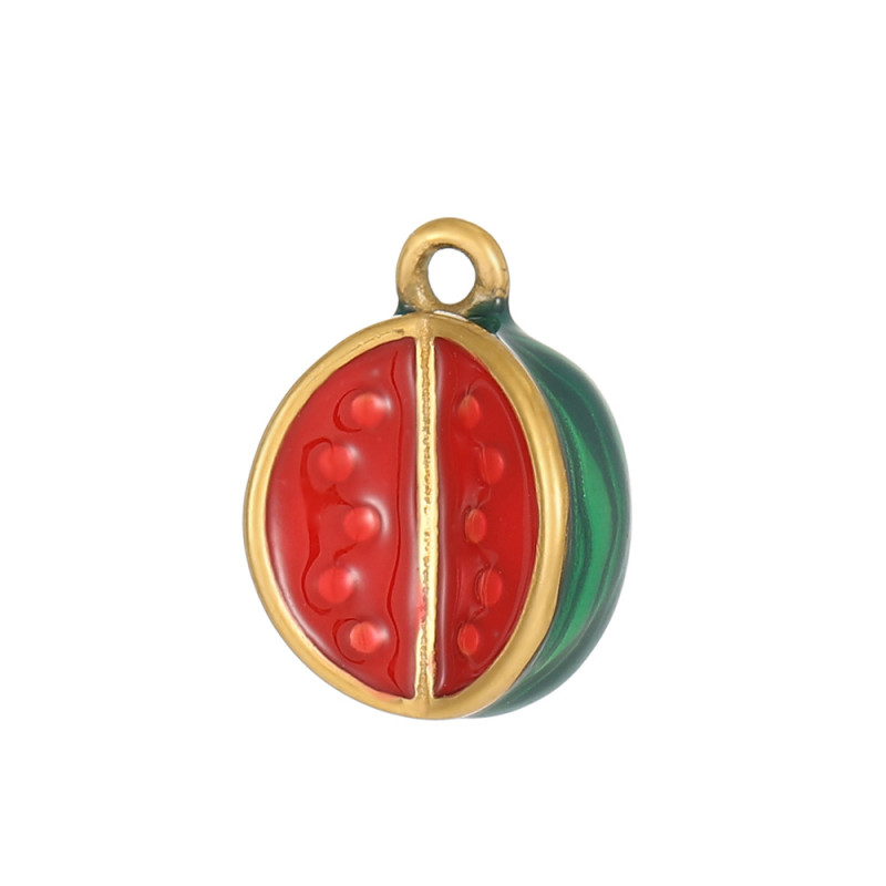Cross-Border Hot Sale Cute Stainless Steel Drip Oil Ice Cream Watermelon DIY Jewelry Pendant Earrings Bracelet Accessories
