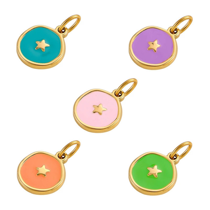 Korean Style Stainless Steel Oil Drop Star Moon Round Pendant Accessories DIY Jewelry Earring Accessories Necklace Jewelry