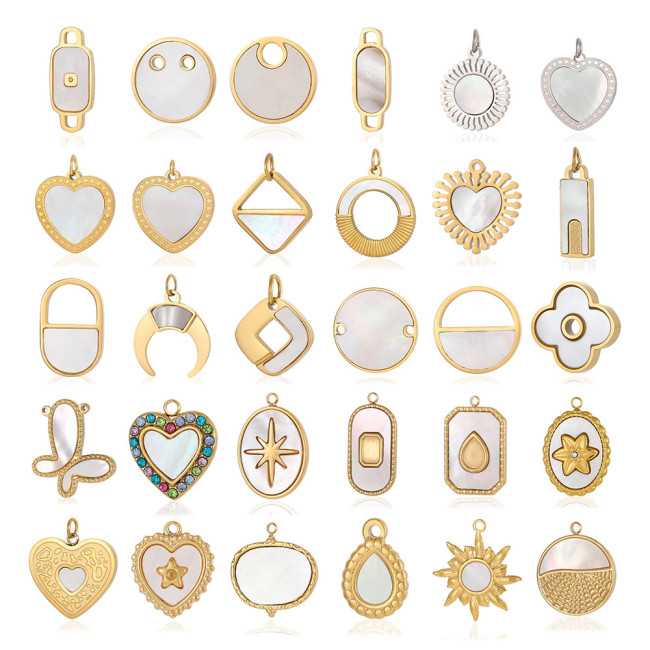 Internet Celebrity New Simple Geometric Heart Butterfly Vintage Teardrop DIY Pendant Necklace Bracelet Earring Accessories
