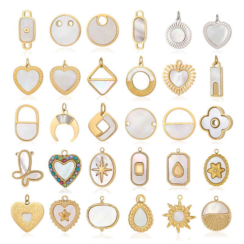 Internet Celebrity New Simple Geometric Heart Butterfly Vintage Teardrop DIY Pendant Necklace Bracelet Earring Accessories