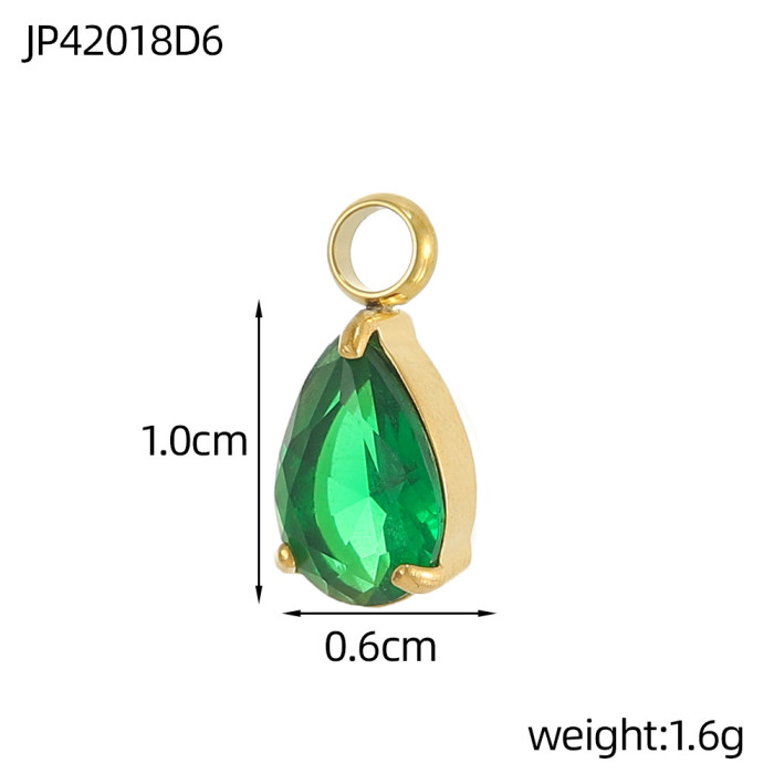 Colorful Micro Pave Single Zircon Water Drop Pendant DIY Simple Handmade Earrings Necklace Material Accessories Wholesale