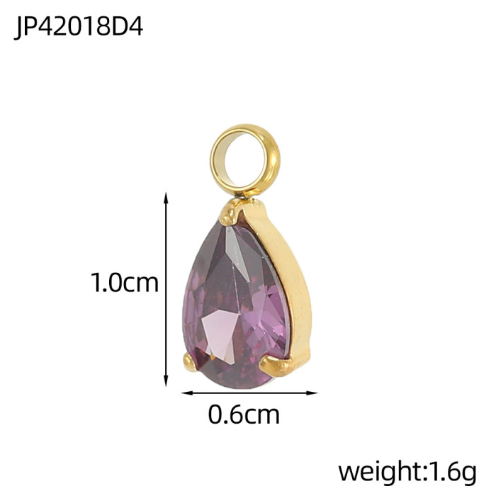 Colorful Micro Pave Single Zircon Water Drop Pendant DIY Simple Handmade Earrings Necklace Material Accessories Wholesale