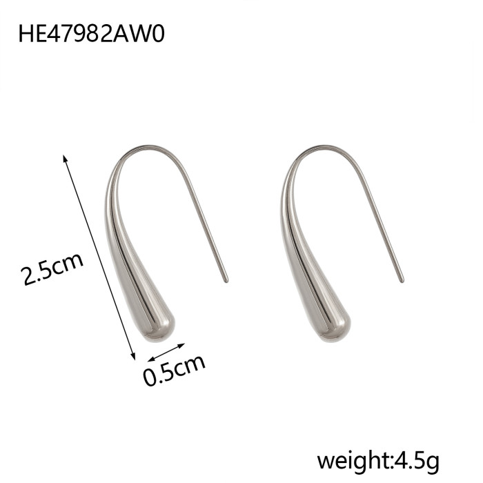 Water Drop Ear Hook Stainless Steel 18K Gold Plated Titanium Steel Gourd High-End Angel's Tear Pendant Earrings