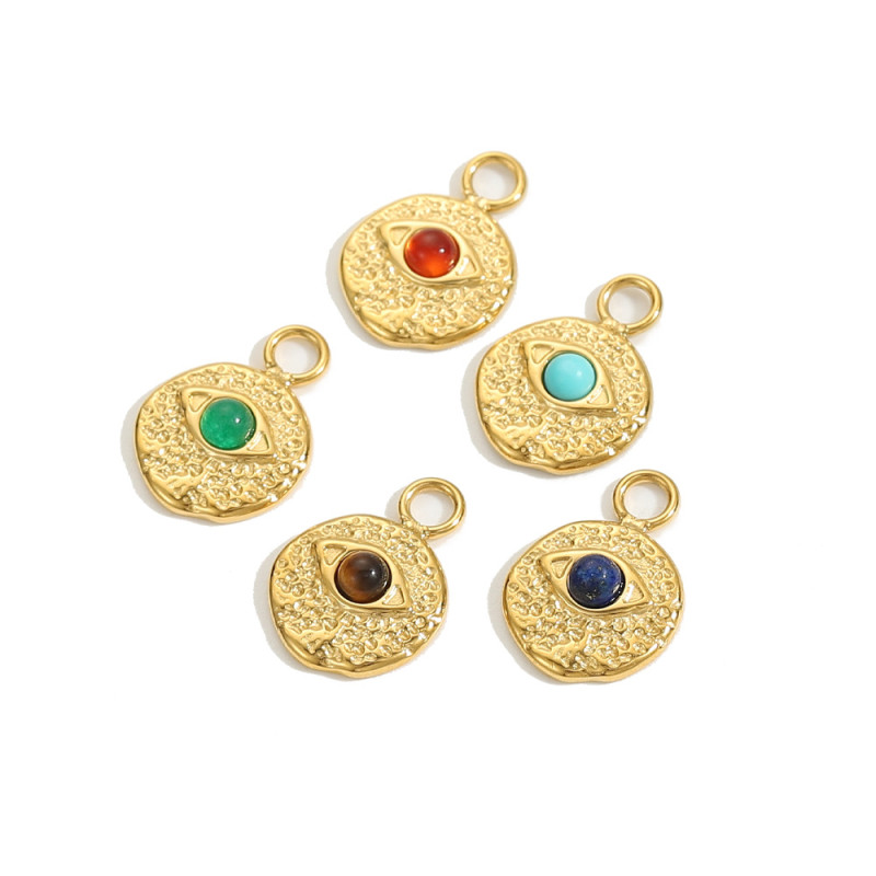 Devil's Eye Bohemian Natural Stone Titanium Steel Pendant Eye DIY Jewelry Accessories Eye Stainless Steel Pendant