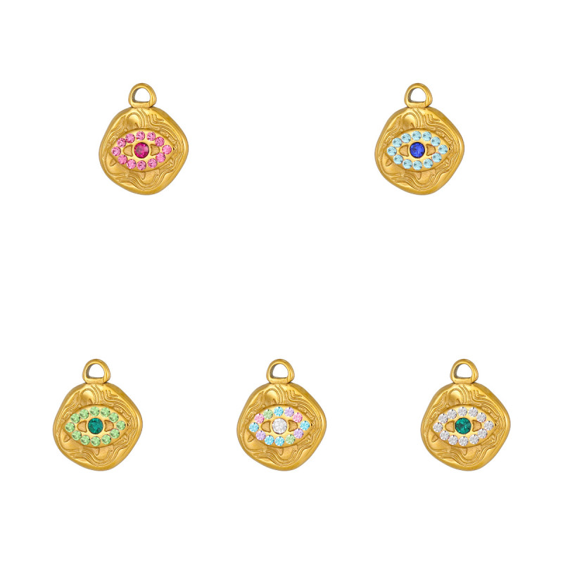 Heart Devil Eye French Retro Titanium Steel Heart DIY Jewelry Accessories Stainless Steel Pendant Wholesale