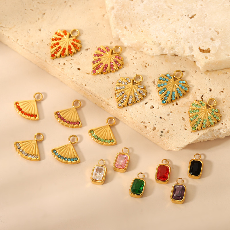 European and American Cross-Border Hot Sale Fashion Simple Light Luxury Versatile DIY Stainless Steel Heart Diamond Pendant Jewelry Wholesale