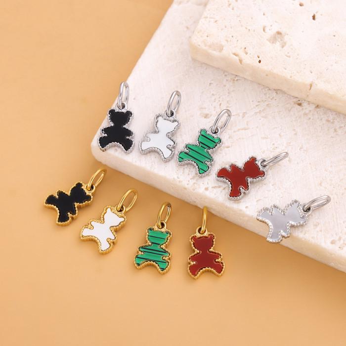 Cross-Border Hot-Selling DIY Jewelry Accessories Cute Bear Stainless Steel Vacuum Electroplating Non-Fading Personalized Accessories Wholesale