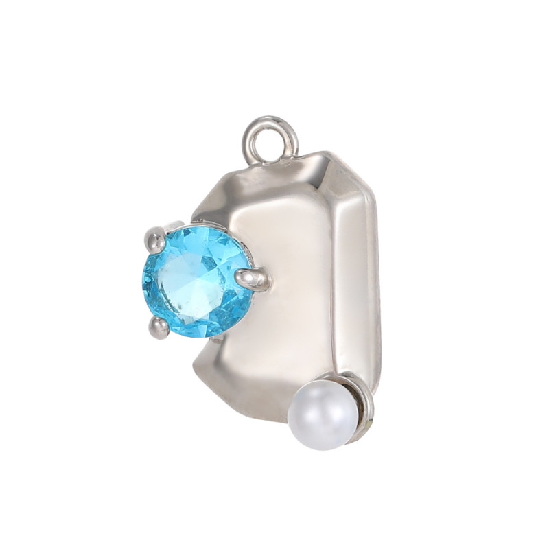 European and American Hot Selling Retro Fashion Korean Style Personality Square Zircon Pendant DIY Bracelet Necklace Accessories Wholesale