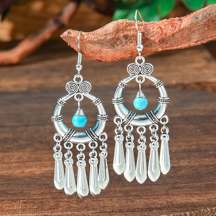 Bohemian Ethnic Style Retro Fashion Earrings for Women Flower Tassel Elegant Earrings Versatile Accessories