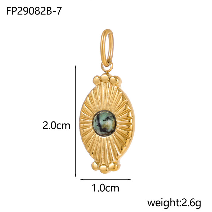 European and American INS Style Light Luxury High-End Natural Stone Inlaid Titanium Steel Pendant French Retro Stainless Steel DIY Jewelry Accessories
