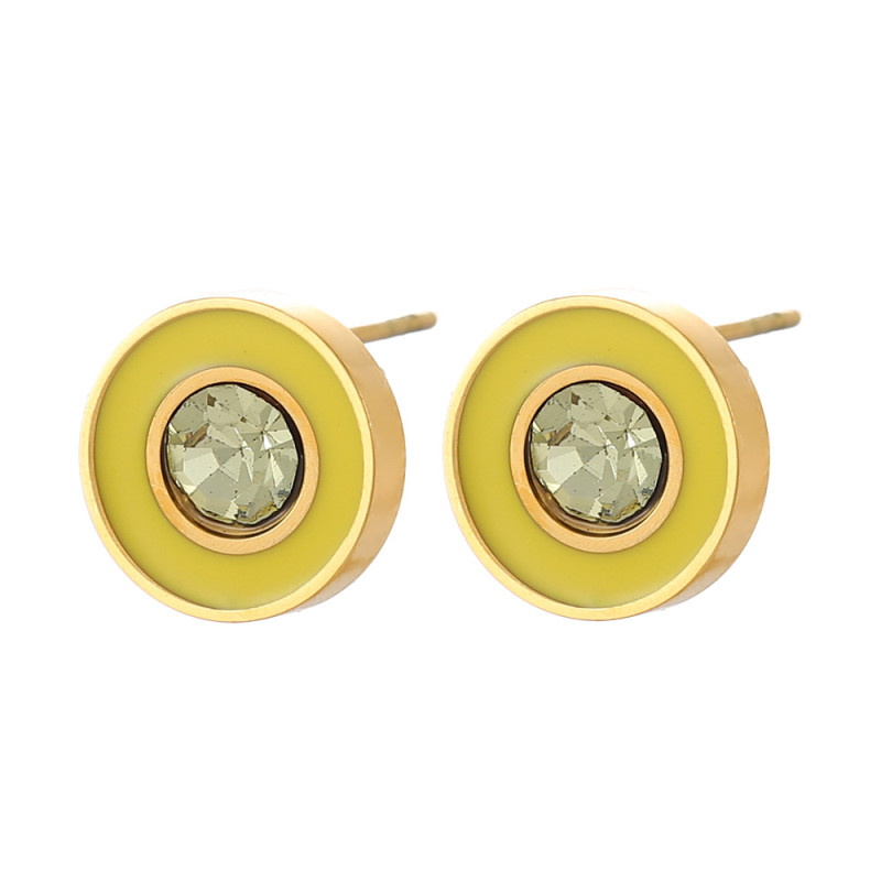 Colorful Round Niche High-End Stainless Steel Geometric Round Earrings Versatile Women's Earrings Jewelry Wholesale