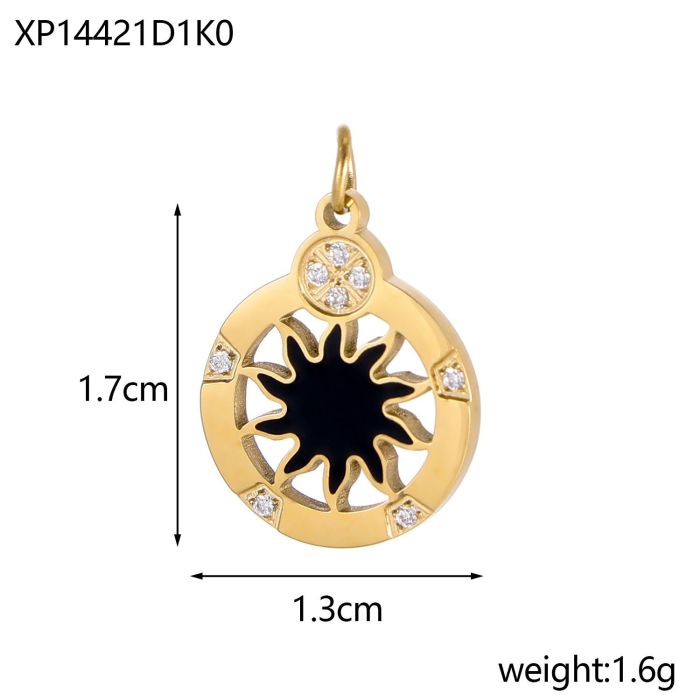 Sun Moon Retro Pattern Coin Sun Necklace Mid-Length Sweater Chain Titanium Steel 18K Gold Plated Dropshipping