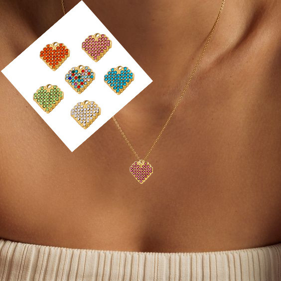 Cross-Border Hot Sale Retro Personality Stainless Steel Gold-Plated Heart Pendant Jewelry Wholesale