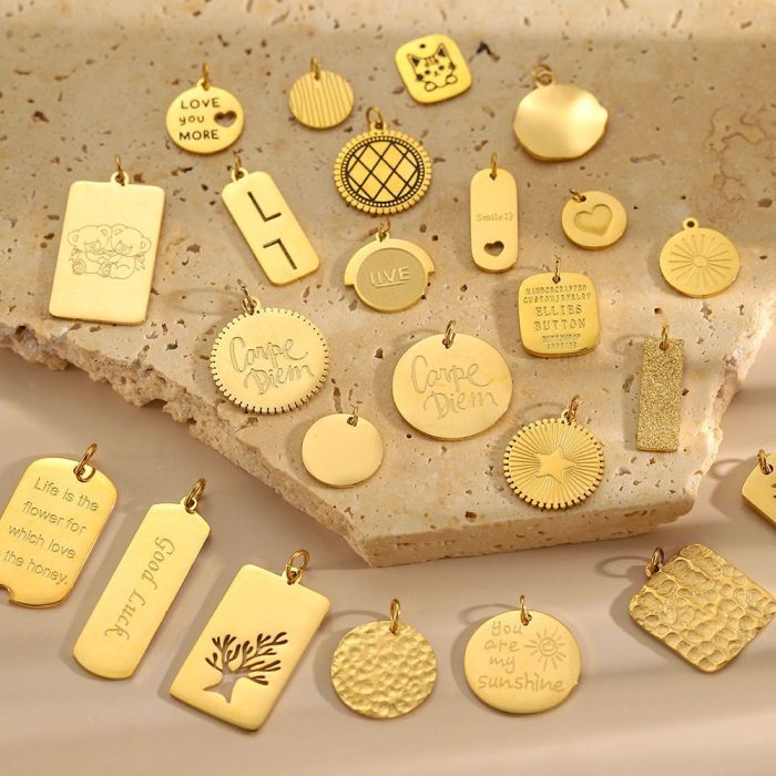 Stainless Steel Gold Pendant Fashion Trend Jewelry Handmade DIY Necklace Bracelet Pendant Personalized Pendant Wholesale