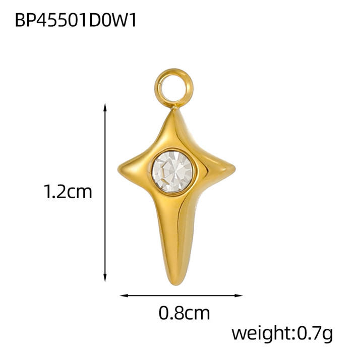 INS Style Stainless Steel Small Dzi Beads Round Pendant Zircon Perforated Beads Pendant DIY Beading Accessories Whole...