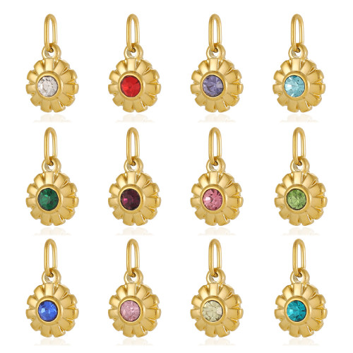 European and American Cross-Border Hot-Selling New Colorful Flower Pendant Vintage Style Stainless Steel DIY Pendant Jewelry Wholesale