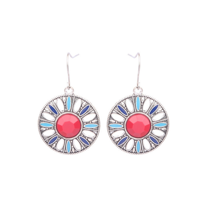 Amazon Cross-Border New Bohemian Style Colorful Oil Drop Earrings for Women Ethnic Style Tassel Earrings Wholesale