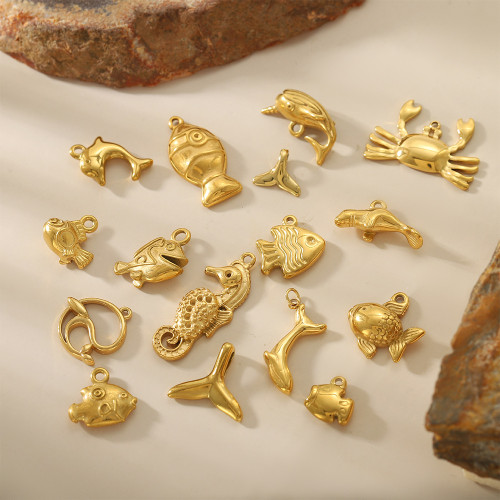 European and American Cross-Border Hot Sale Tropical Marine Animal Series Dolphin Crab Stainless Steel DIY Pendant Accessories Jewelry