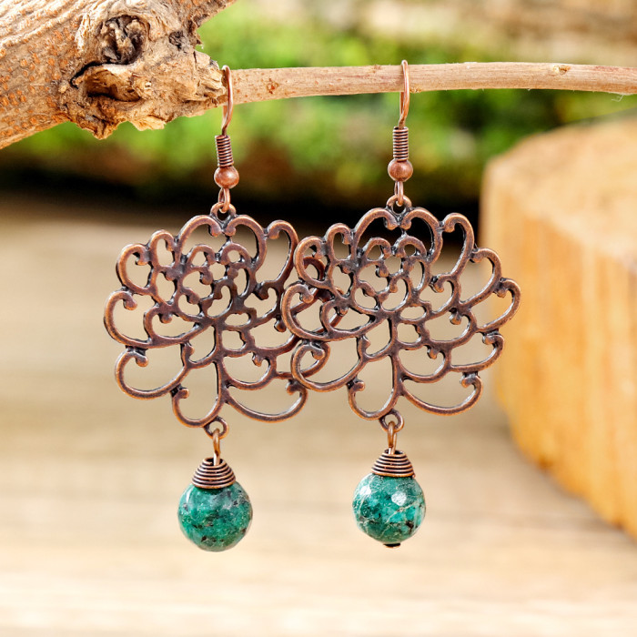 Bohemian Ethnic Style Retro Fashion Earrings for Women Flower Tassel Elegant Earrings Versatile Accessories