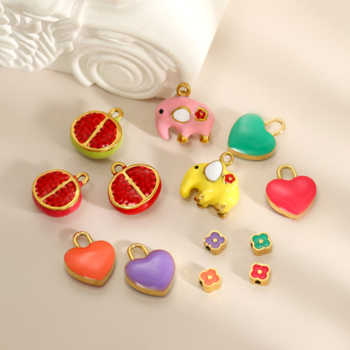 New 3D Pomegranate Heart Peach Heart Pendant DIY Hanging Stainless Steel Oil Drop Jewelry Accessories Wholesale, Neck...