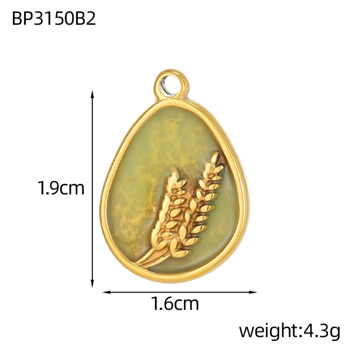 Blue-Green Series Oil Painting Style Heart Flower DIY Round Earrings Bracelet Necklace Jewelry Accessories Wholesale