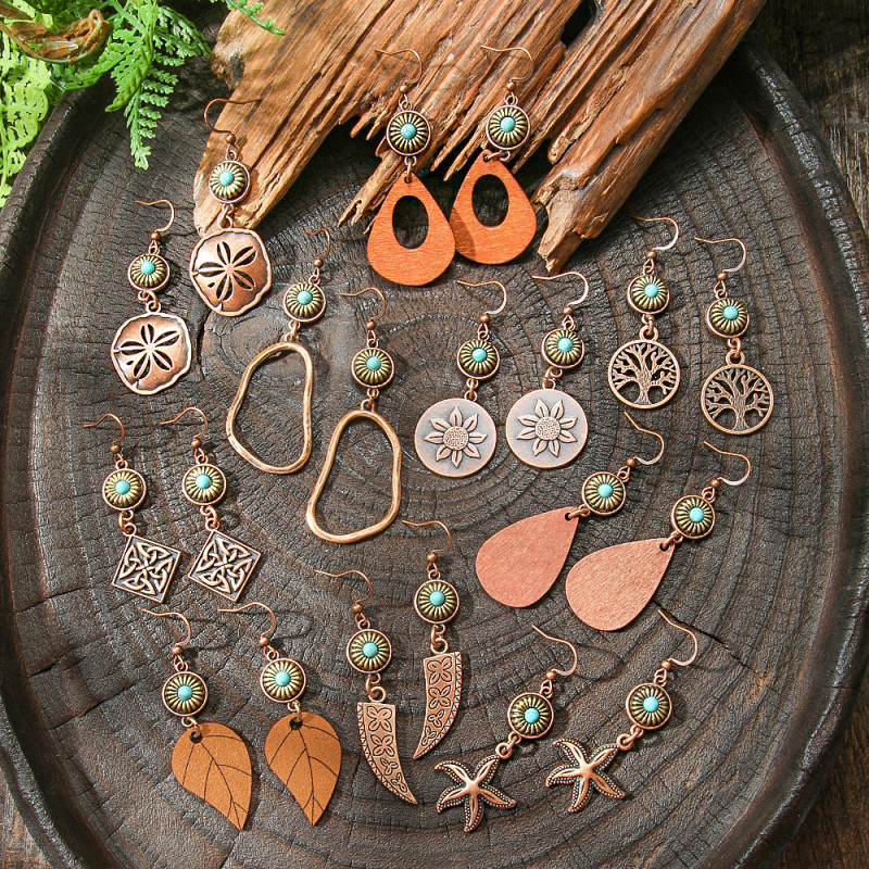 European and American Cross-Border Jewelry Bohemian Style Geometric Creative High-End Metal Earrings Personality Versatile Ear Accessories Wholesale