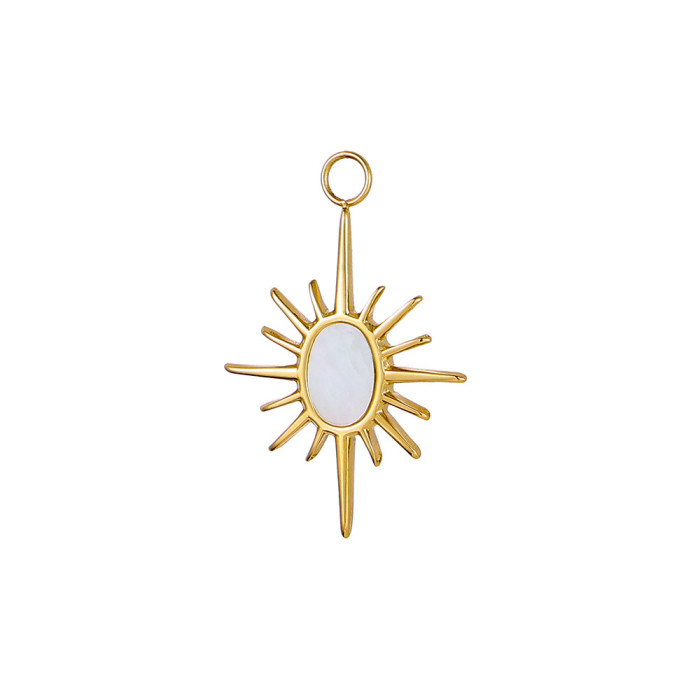 French Retro Stainless Steel Inlaid Shell Series DIY Jewelry Pendant Fashion 14K Gold Versatile Necklace Accessories