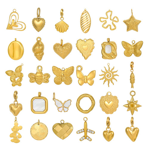 Cross-Border European and American Stainless Steel Geometric Heart Star Starfish Shell DIY Pendant Bracelet Necklace Earring Accessories