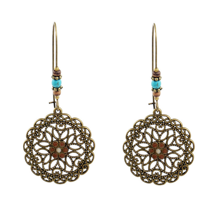 Cross-border European and American Ethnic Style Exaggerated Retro Earrings Bohemian Rice Bead Tassel Earrings Amazon Wholesale