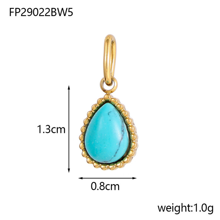 Hot Selling DIY Matching Water Drop Pendant Natural Stone Turquoise Stainless Steel Necklace Accessories Wholesale