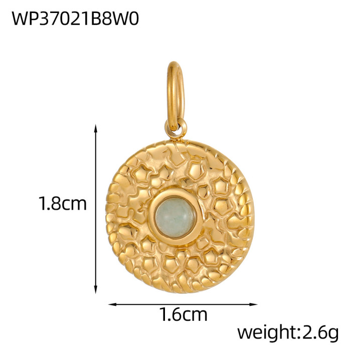 Cross-Border European Style Light Luxury Women's Necklace Stainless Steel Inlaid with Natural Stone Geometric Accessories Ins Style Color-Retaining Jewelry