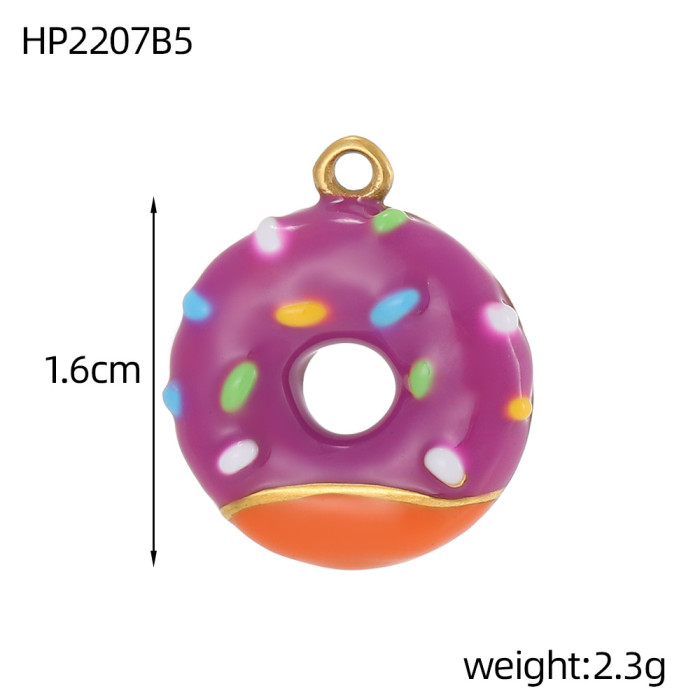 Cross-Border Hot Selling Drip Oil Heart Donut Pendant European and American Style Exquisite DIY Bracelet Necklace Earring Accessories Wholesale