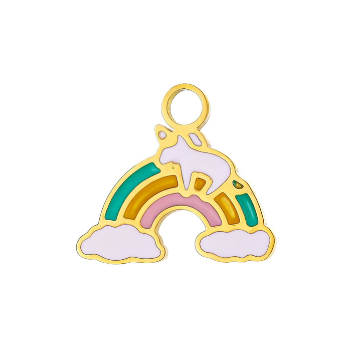 New Hot Selling Vacuum Plating Fashion DIY Pendant Necklace Furnace Rainbow Gold Stainless Steel Pendant Jewelry Whol...