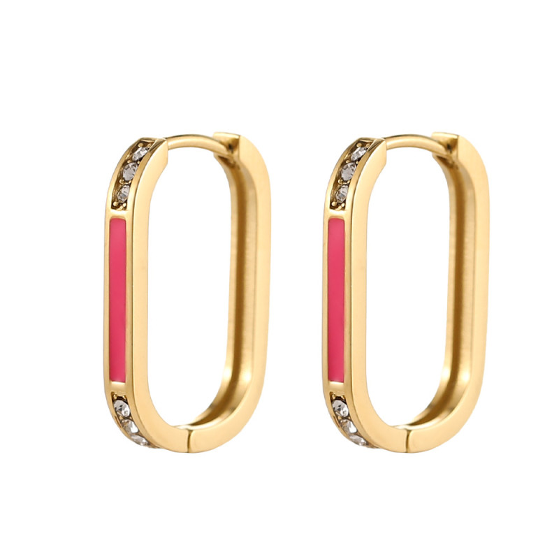 European and American Cross-Border AliExpress Oil Drop Colorful Hoop Micro Pave Zircon Earrings Ear Clips Personality Versatile Ear Jewelry