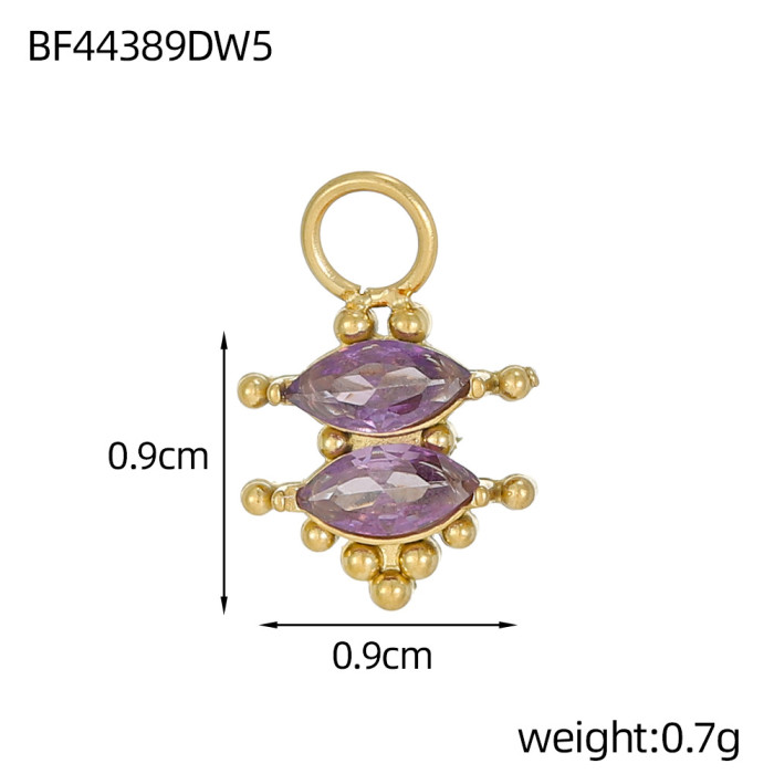 European and American Titanium Steel Stainless Steel Micro Inlaid Zircon Personalized Fan-Shaped Round Pendant DIY Cross-Border Versatile Necklace Accessories