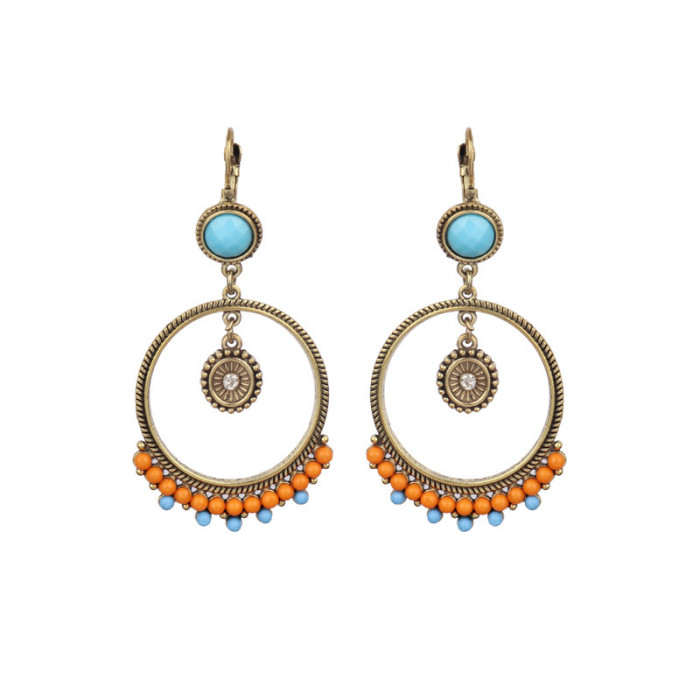 Amazon Earring Set Vintage Court Style Geometric Leaf Rice Beads Beaded Accessories Fashion Earrings