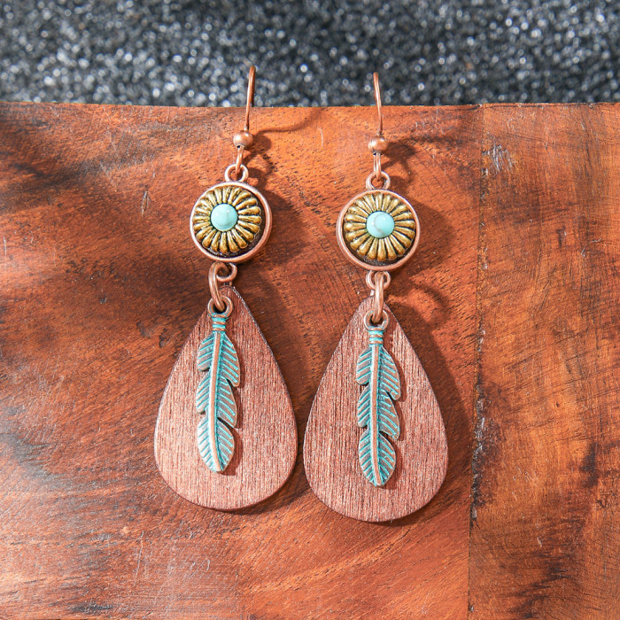 Vintage Fashion Bohemian Style Handmade Tassel Earrings Original Design Heart-shaped Geometric Earrings Feather Drop...