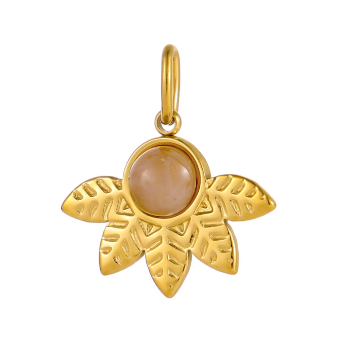 Hot Selling Stainless Steel Sun Natural Stone Pendant Necklace Accessories Jewelry Wholesale