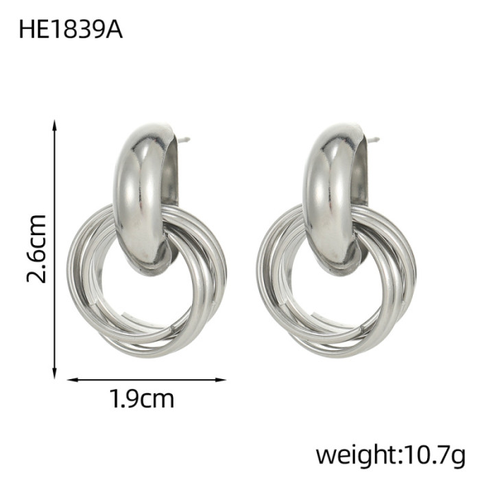 INS Fashion Personality Stainless Steel Earrings Stainless Steel Hoop Texture Earrings Jewelry Wholesale