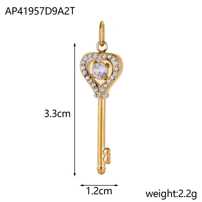 Stainless Steel Heart Lock Pendant Jewelry Accessories DIY Necklace Bracelet Fashion Accessories Concentric Lock Smal...