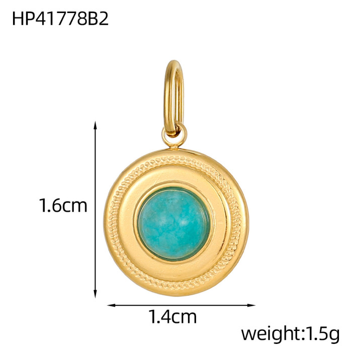 Hot Selling Natural Stone Geometric Stainless Steel Pendant Accessories Pendant DIY Bracelet Accessories Jewelry Acce...