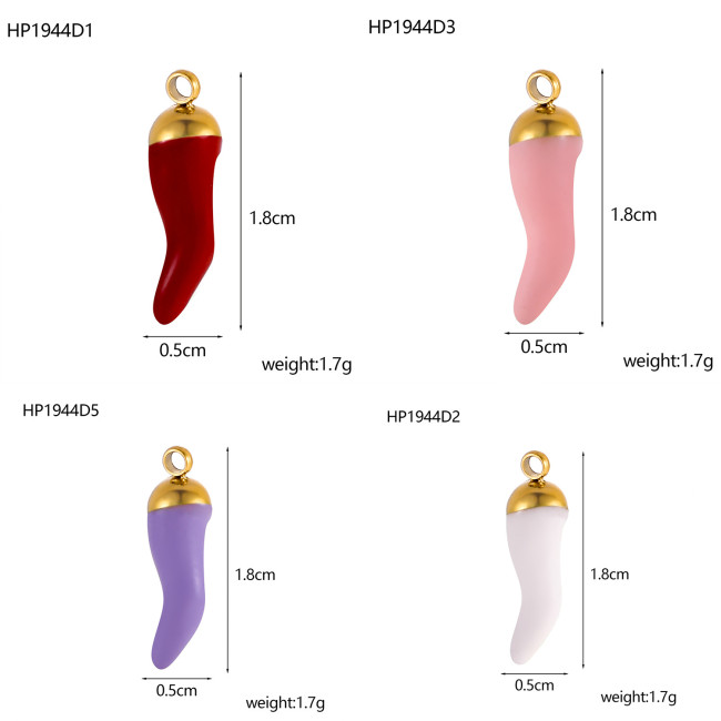 Cross-Border Hot-Selling Colorful Oil-Drip S-Shaped Small Chili Pendant Personality Light Luxury Chili Series Small Pendant Manufacturer Wholesale