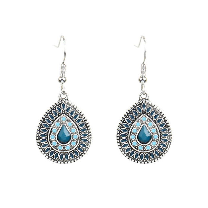Exaggerated Exotic Style Earrings Creative Small Clear Oil Drop Geometric Bohemian Style Earrings for Women