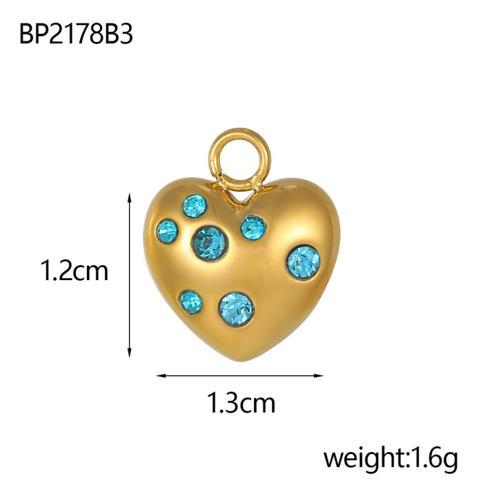 European and American French Retro Stainless Steel Plated Heart Crown DIY Pendant Cross-Border Earrings Necklace Pendant Accessories Wholesale