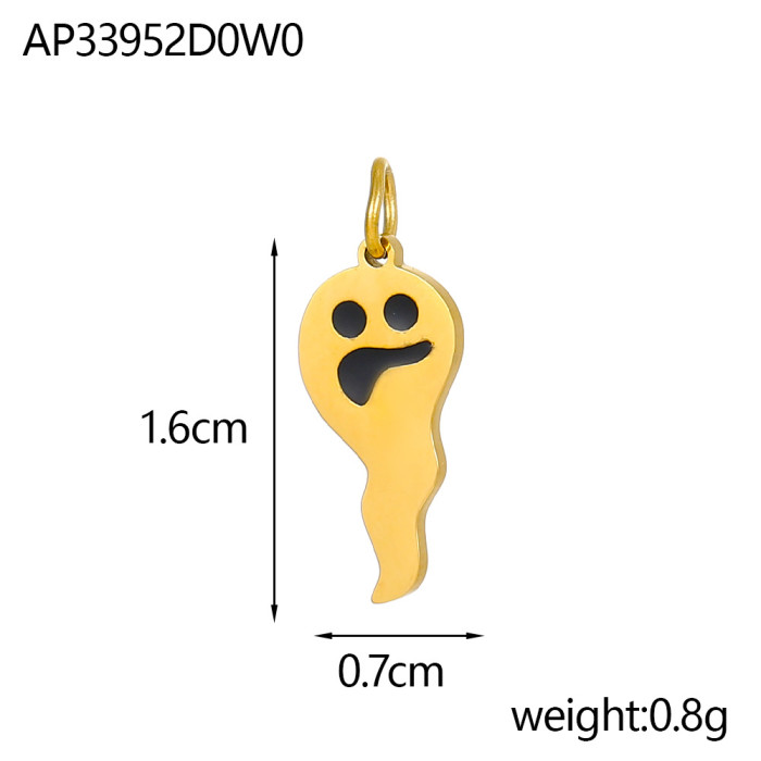 Halloween Ghost Festival Ghost Pumpkin Bat Quirky Oil Drop Pendant DIY Stainless Steel Jewelry Clothing Accessories