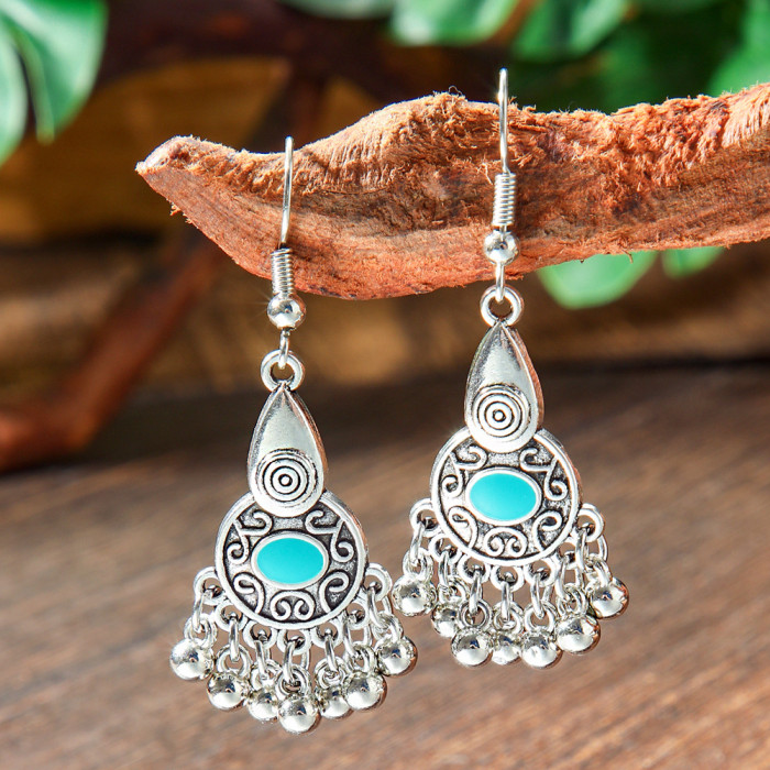 Amazon Wholesale Retro Bohemian Turquoise Earring Set Fashion Ethnic Style Earrings Jewelry Source
