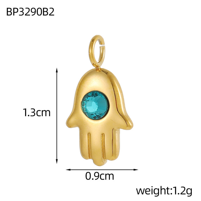 French New Bohemian Style Stainless Steel Irregular Round Palm DIY Pendant Cross-Border Fashion Jewelry Accessories